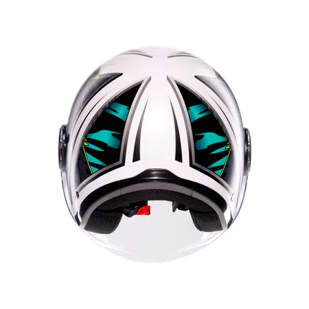 ETERES GHEPARD MATT WHITE/BLACK/GREEN - MOTORBIKE OPEN FACE HELMET E2206 -  - 5