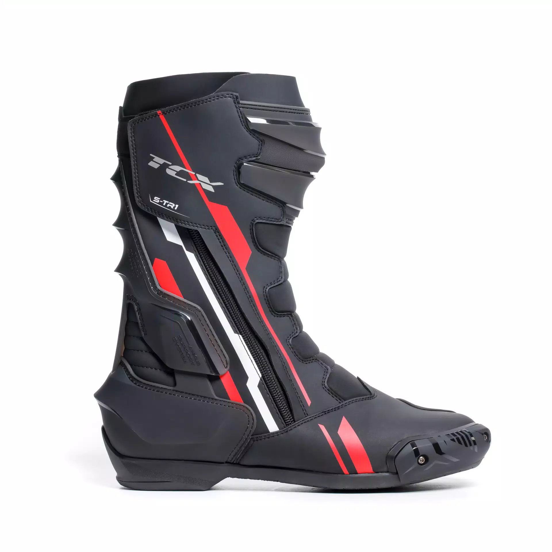 S-TR1 MEN'S MOTORCYCLE BOOTS - BLACK/RED/WHITE
