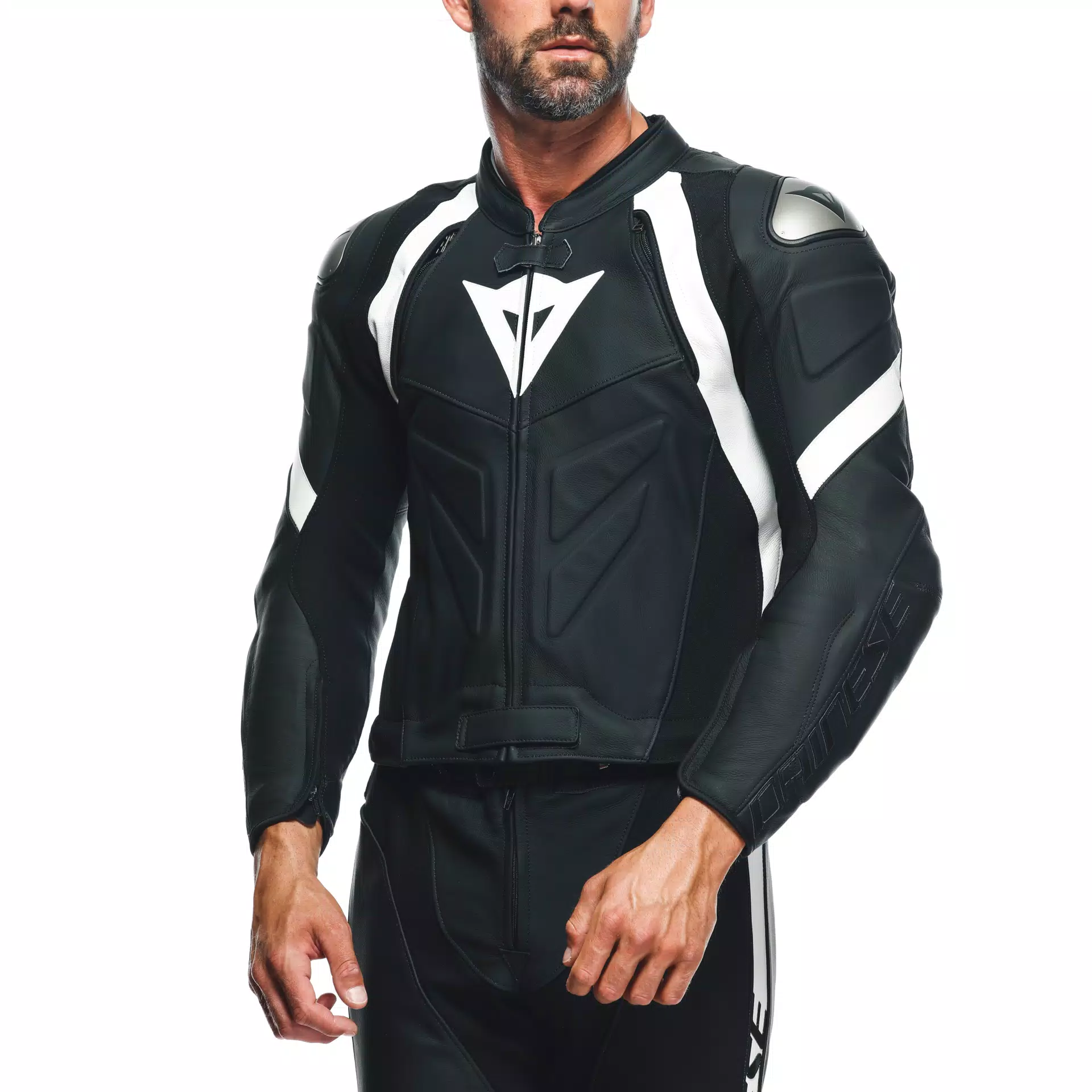 AVRO 4 - MEN'S 2-PIECE MOTORCYCLE LEATHER SUIT | BLACK-MATT/BLACK