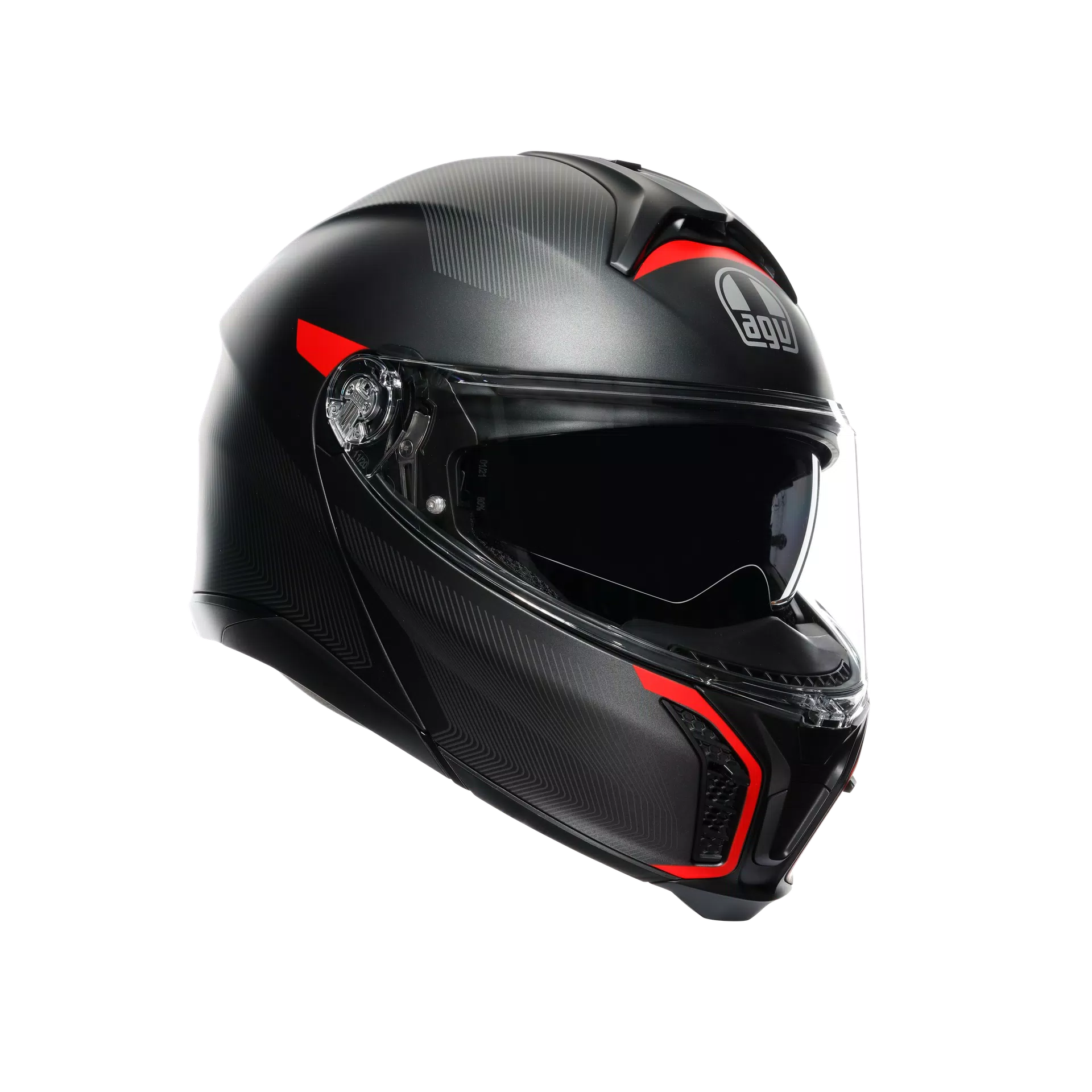 TOURMODULAR FREQUENCY MATT GUNMETAL/RED - MOTORBIKE FLIP UP HELMET E2206