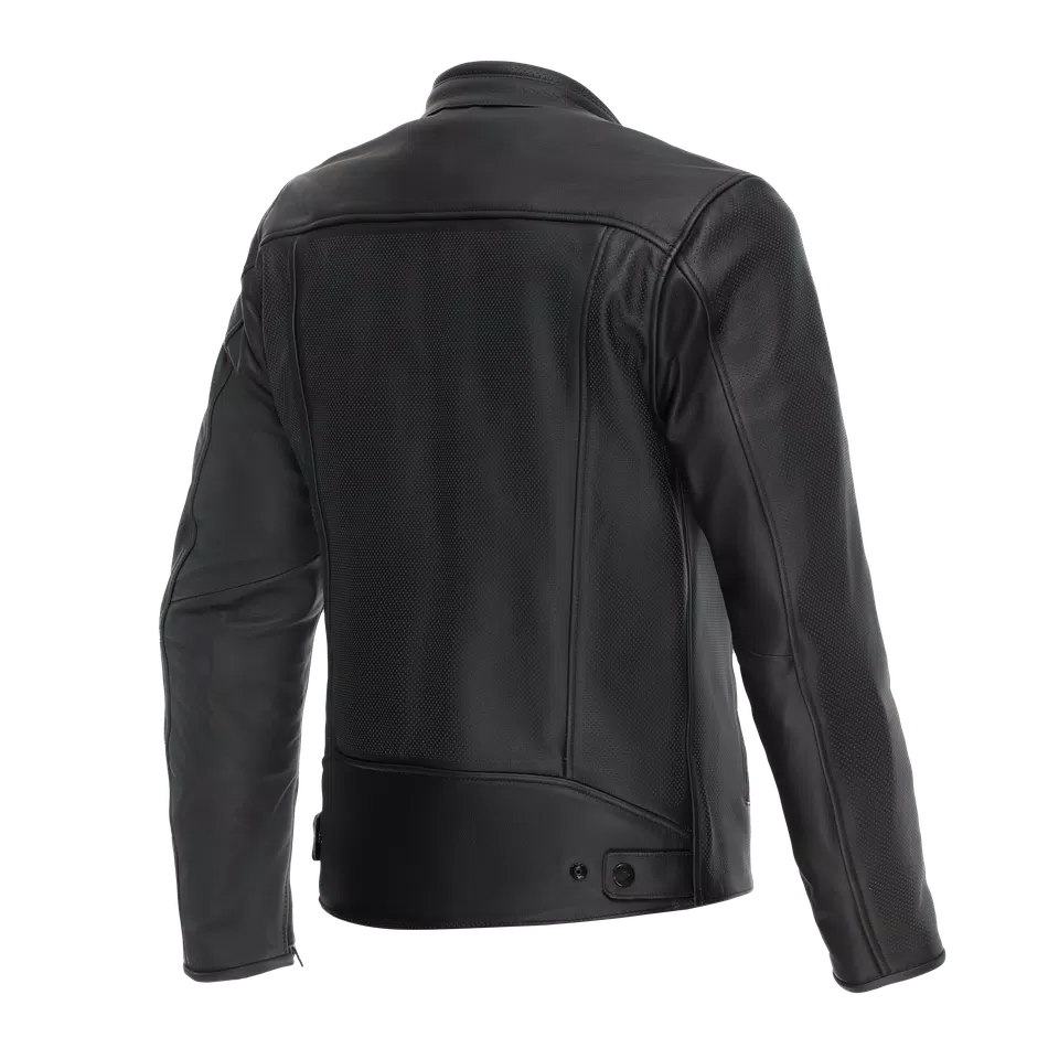 FULCRO QDF - MEN PERFORATED LEATHER MOTORCYCLE JACKET - BLACK - 2