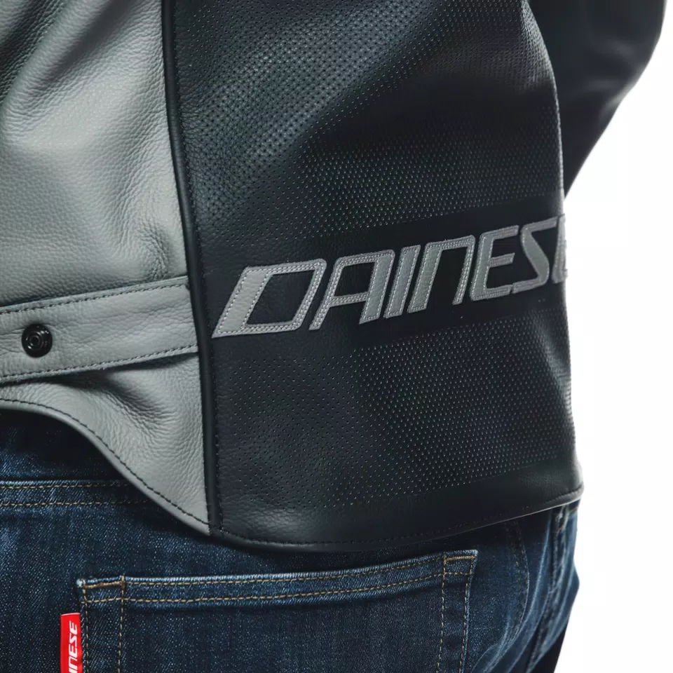 RACING 4 - MEN'S MOTORCYCLE PERFORATED LEATHER JACKET - BLACK/CHARCOAL-GRAY - 16