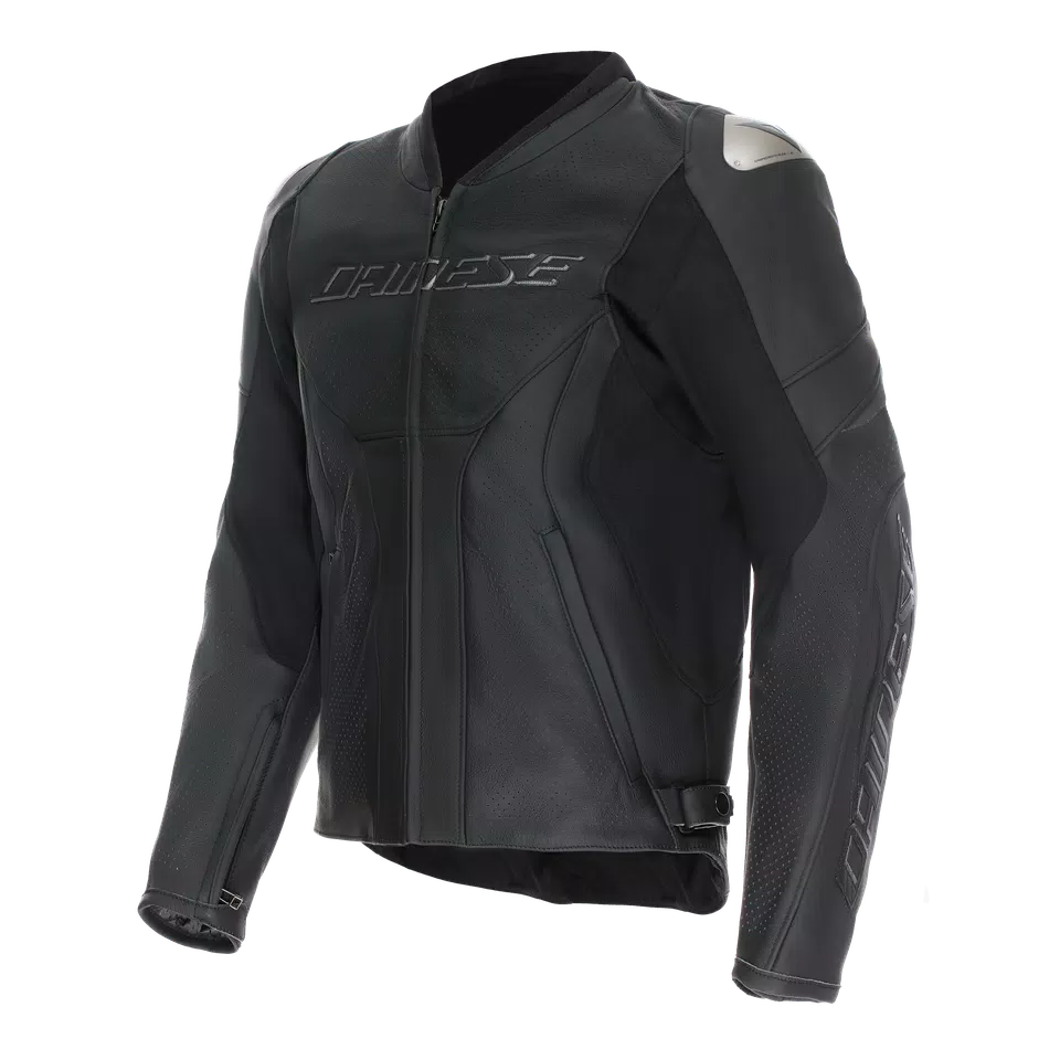 RACING 5 - MEN PERFORATED LEATHER MOTORCYCLE JACKET - BLACK/BLACK/BLACK - 1