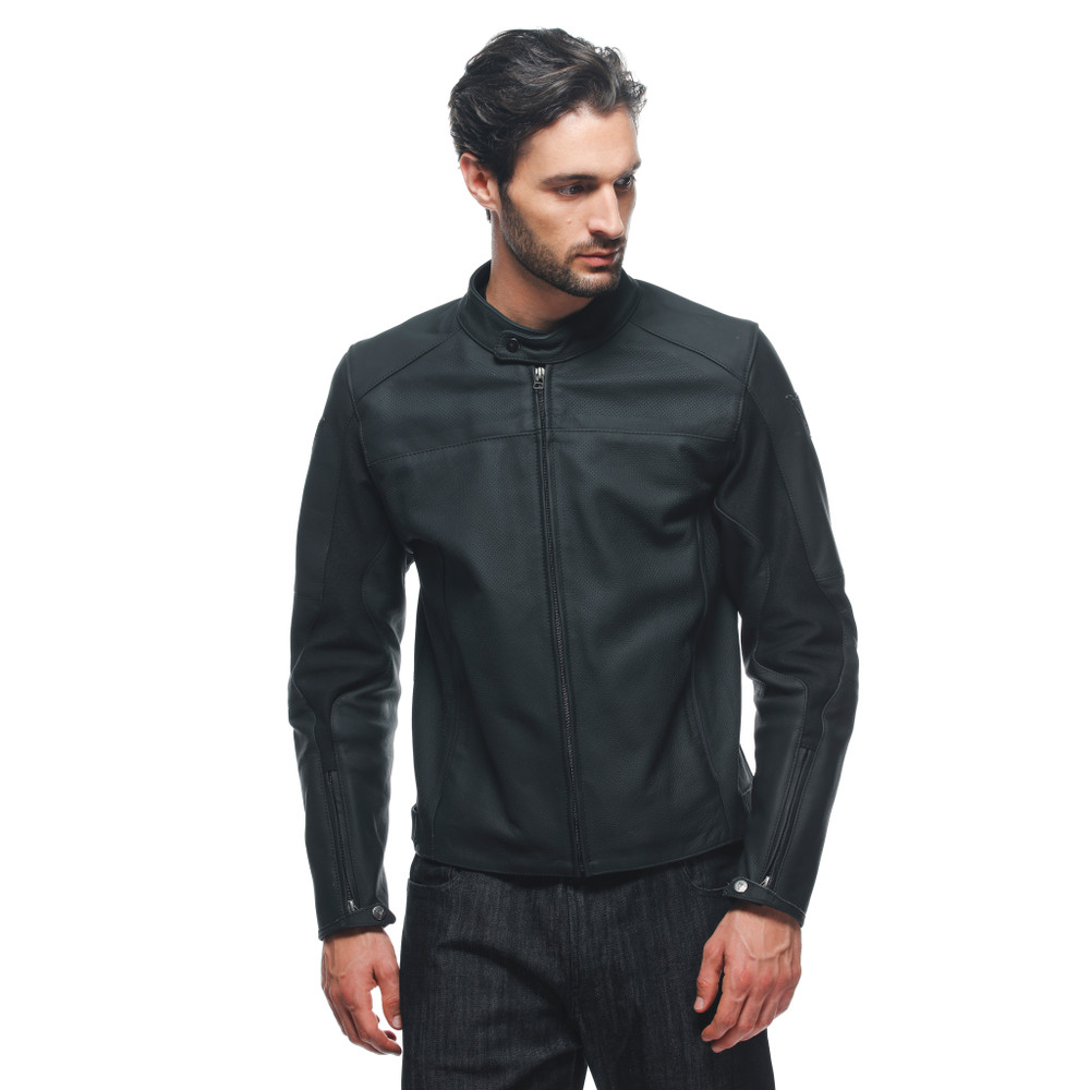 razon-2-giacca-moto-in-pelle-perforata-uomo-black image number 4