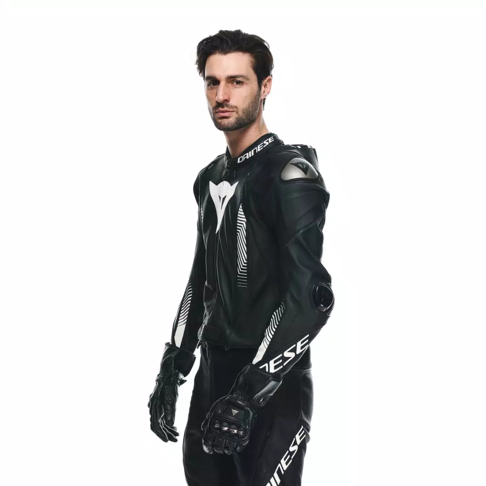 LAGUNA SECA 5 - MEN'S 2-PIECE MOTORCYCLE LEATHER SUIT (SHORT/TALL) - BLACK/BLACK/WHITE - 7