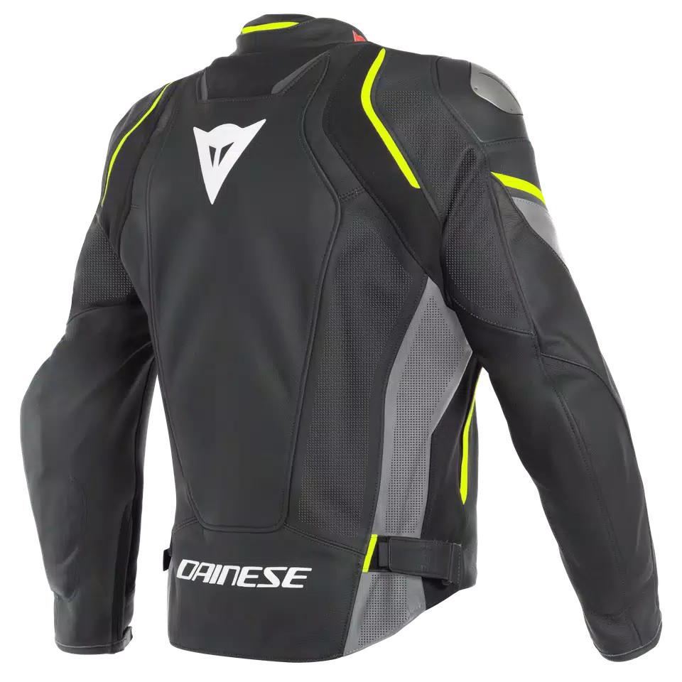 RACING 3 D-AIR PERF. LEATHER  JACKET - BLACK-MATT/CHARCOAL-GRAY/FLUO-YELLOW - 2