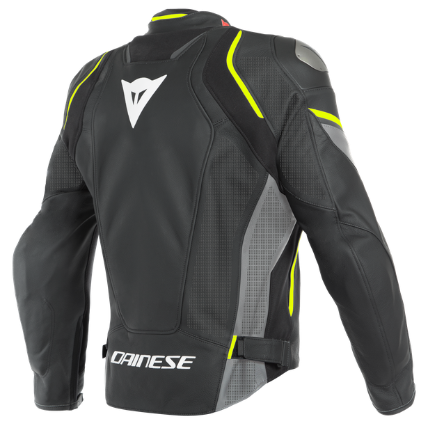 RACING 3 D-AIR® PERF. LEATHER JACKET BLACK-MATT/CHARCOAL-GRAY/FLUO-YELLOW- Jackets