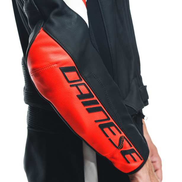 avro-4-leather-2pcs-suit-black-matt-fluo-red-white image number 8