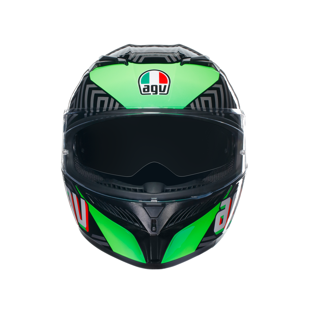 k3-kamaleon-black-red-green-motorbike-full-face-helmet-e2206 image number 1