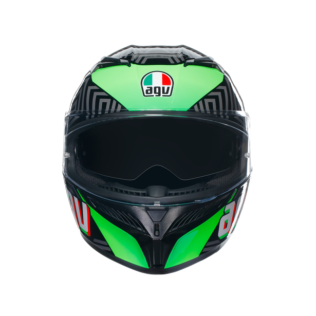 k3-kamaleon-black-red-green-motorbike-full-face-helmet-e2206 image number 1