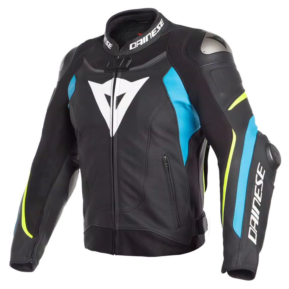 SUPER SPEED 3 LEATHER JACKET - BLACK/FIRE-BLUE/FLUO-YELLOW - 1