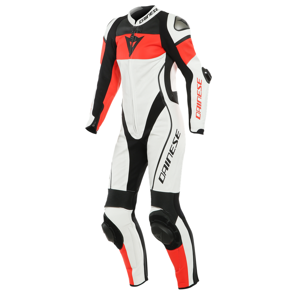 imatra-lady-leather-1pc-suit-perf-white-fluo-red-black image number 0