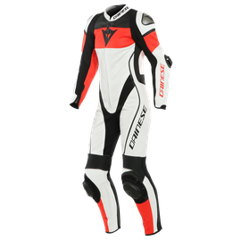 IMATRA LADY LEATHER 1PC SUIT PERF. WHITE/FLUO-RED/BLACK- Women