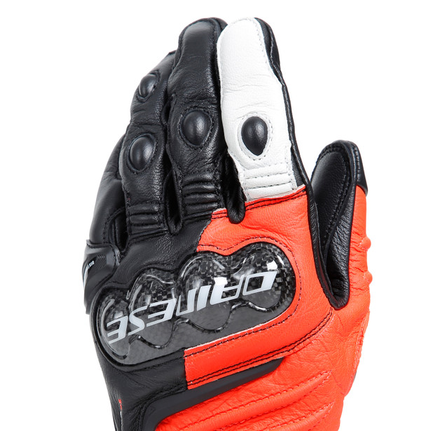 carbon-4-guanti-moto-lunghi-in-pelle-uomo-black-fluo-red-white image number 5