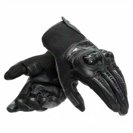 MIG 3 - UNISEX MOTORCYCLE LEATHER GLOVES - BLACK/BLACK - 5