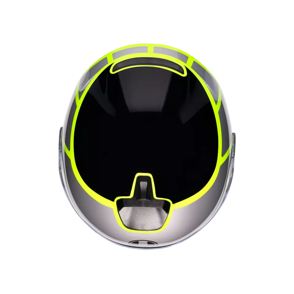 IRIDES DAVAO BLACK/GREY/YELLOW FLUO - MOTORBIKE OPEN FACE HELMET E2206 -  - 7