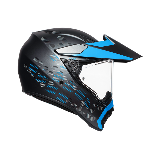 ax9-antartica-matt-black-cyan-motorbike-full-face-helmet-e2205 image number 3