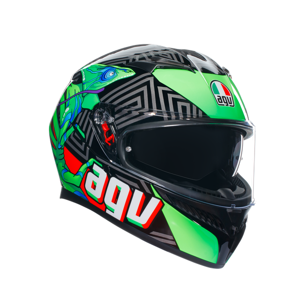 k3-kamaleon-black-red-green-casco-moto-integrale-e2206 image number 0