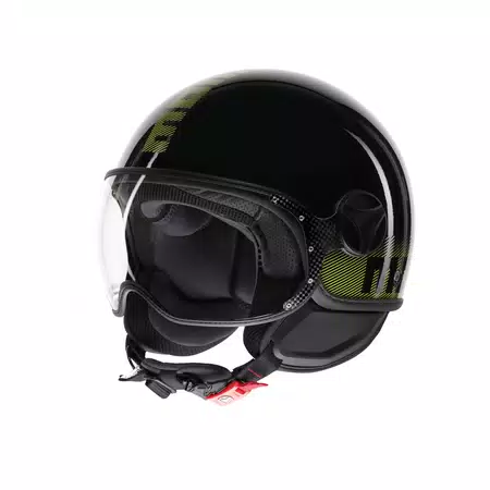 MOMODESIGN FGTR CLASSIC STRIPES BLACK / YELLOW FLUO - JET HELMET WITH VISOR E2206 -  - 1
