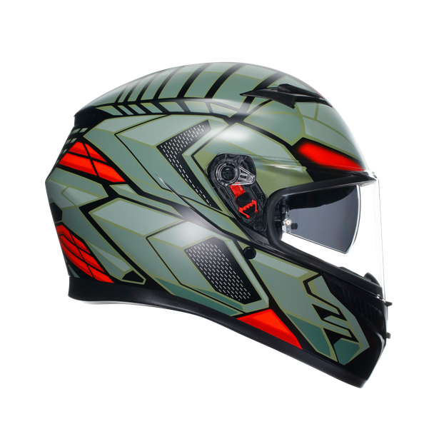 k3-decept-matt-black-green-red-motorbike-full-face-helmet-e2206 image number 2