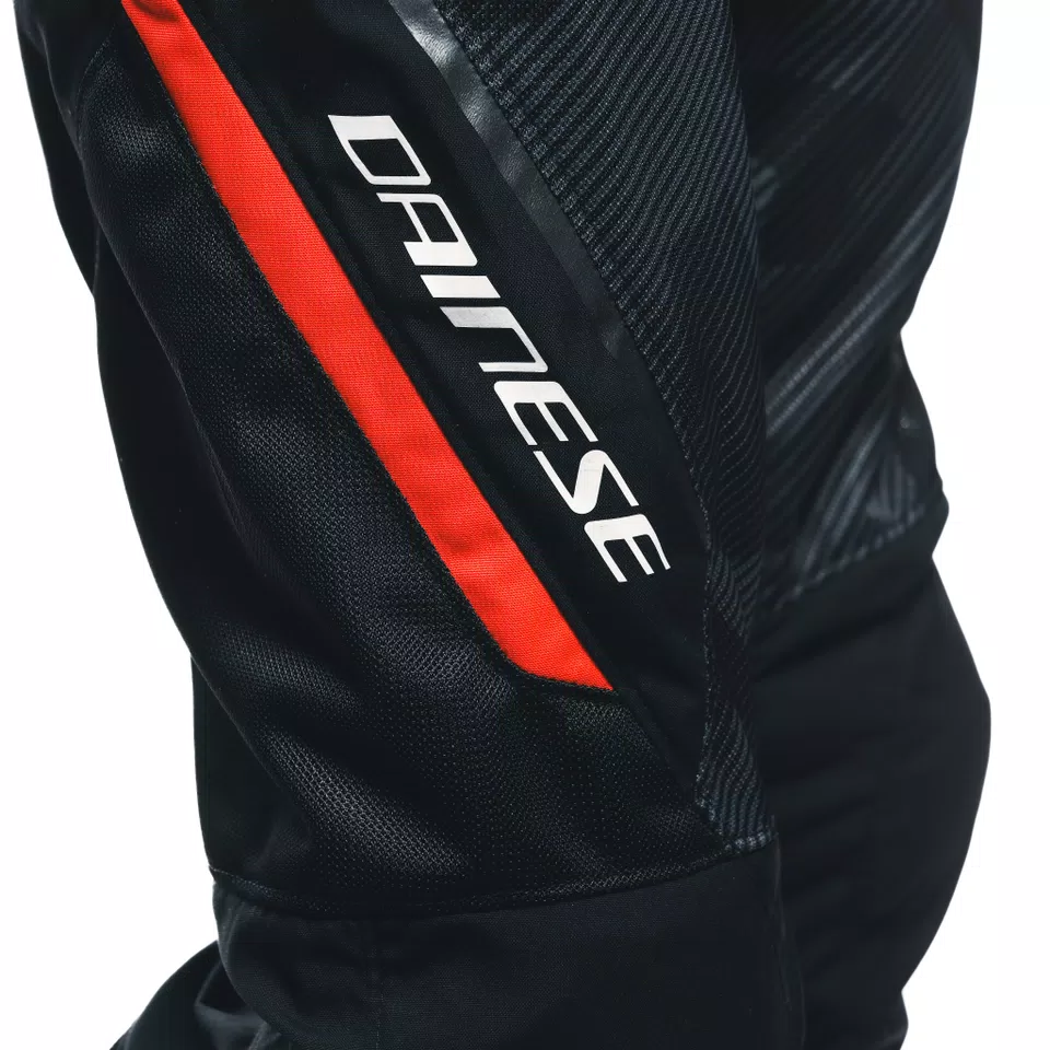 DRAKE 2 SUPER AIR - HEREN MOTORFIETSBROEK VOOR DE ZOMER IN STOF - BLACK/ANTHRACITE/RED-FLUO - 9