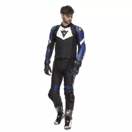 AVRO 4 - TUTA MOTO DIVISIBILE IN PELLE UOMO - BLACK/WHITE/BLUE - 3