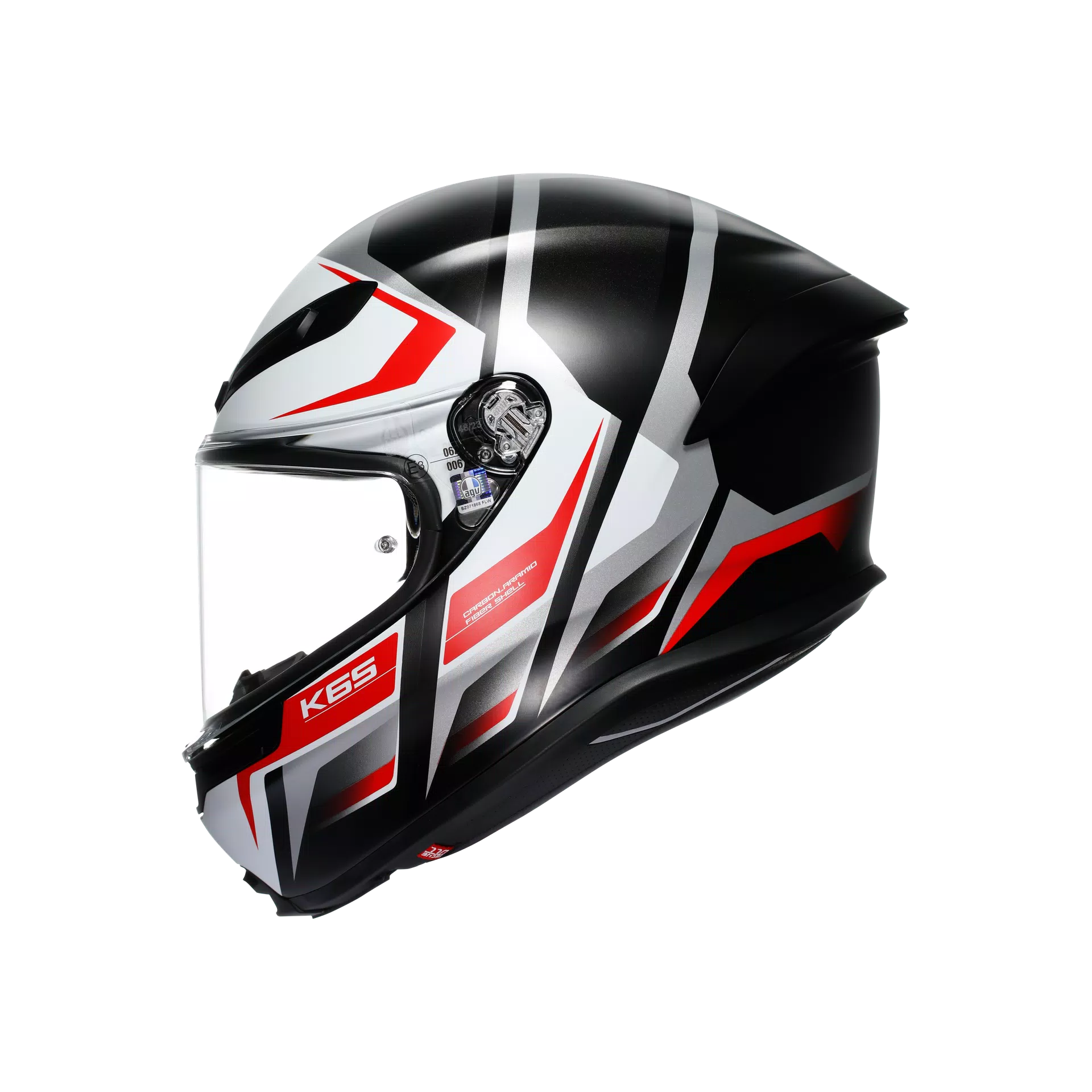 K6 S KARVE MATT BLACK/WHITE/RED - MOTORBIKE FULL FACE HELMET DOT (E2206)
