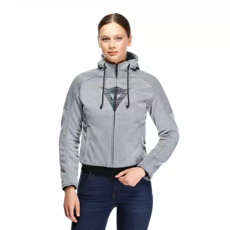 DAEMON-X - WOMEN'S MOTORCYCLE HOODIE FULL-ZIP - GREY-MELANGE - 5