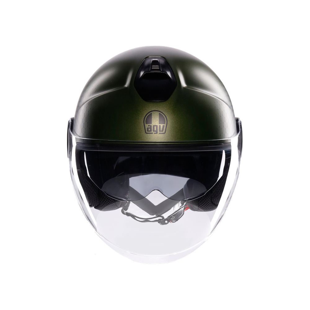 eteres-andora-matt-green-black-motorbike-open-face-helmet-e2206 image number 1