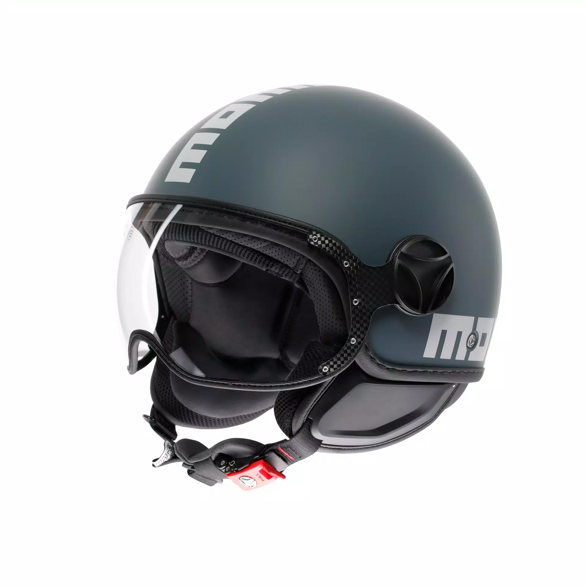 MOMODESIGN FGTR CLASSIC CANDY MATT OTTANIO GREY / WHITE - JET HELMET WITH VISOR E2206