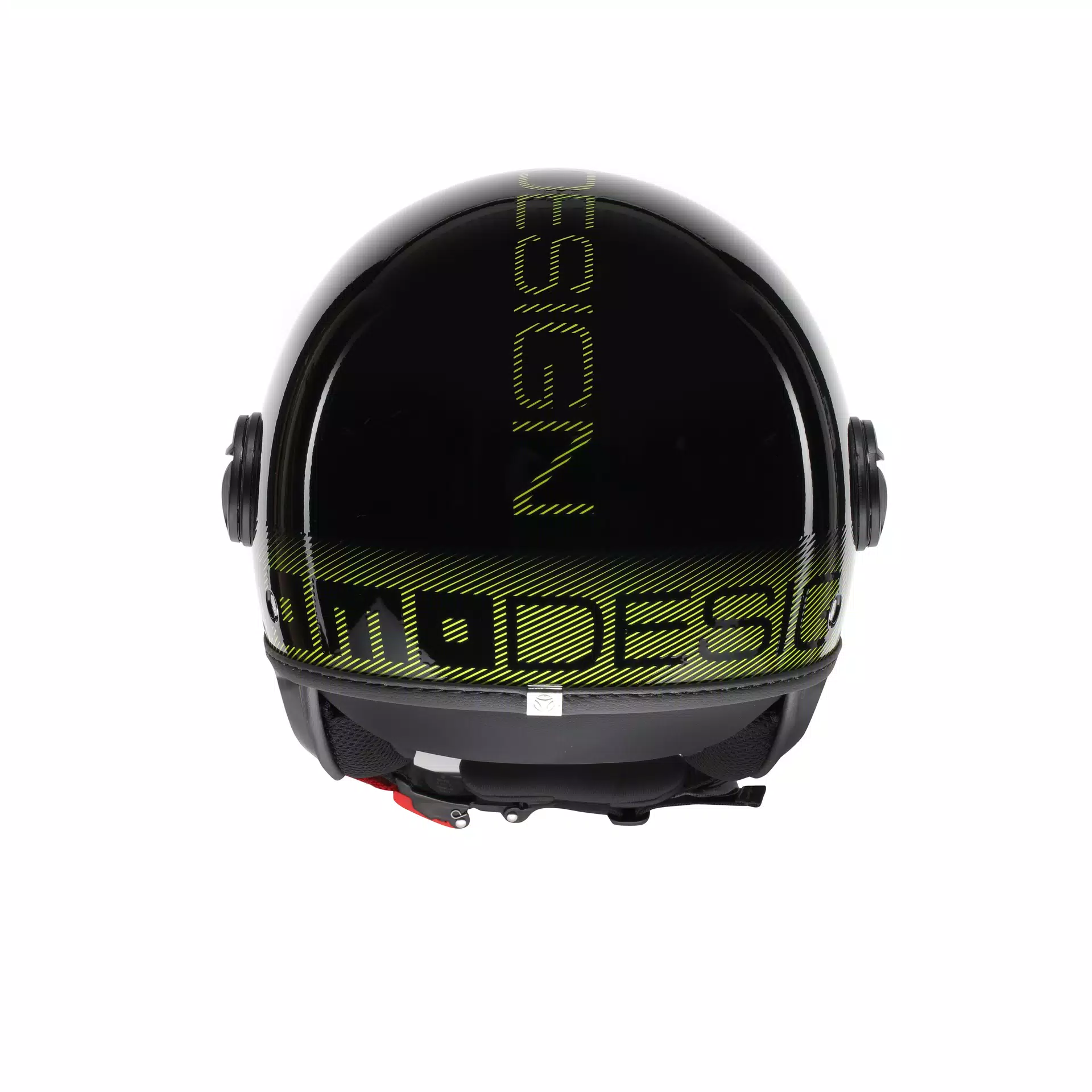 MOMODESIGN FGTR CLASSIC STRIPES BLACK / YELLOW FLUO - JET HELMET WITH VISOR E2206