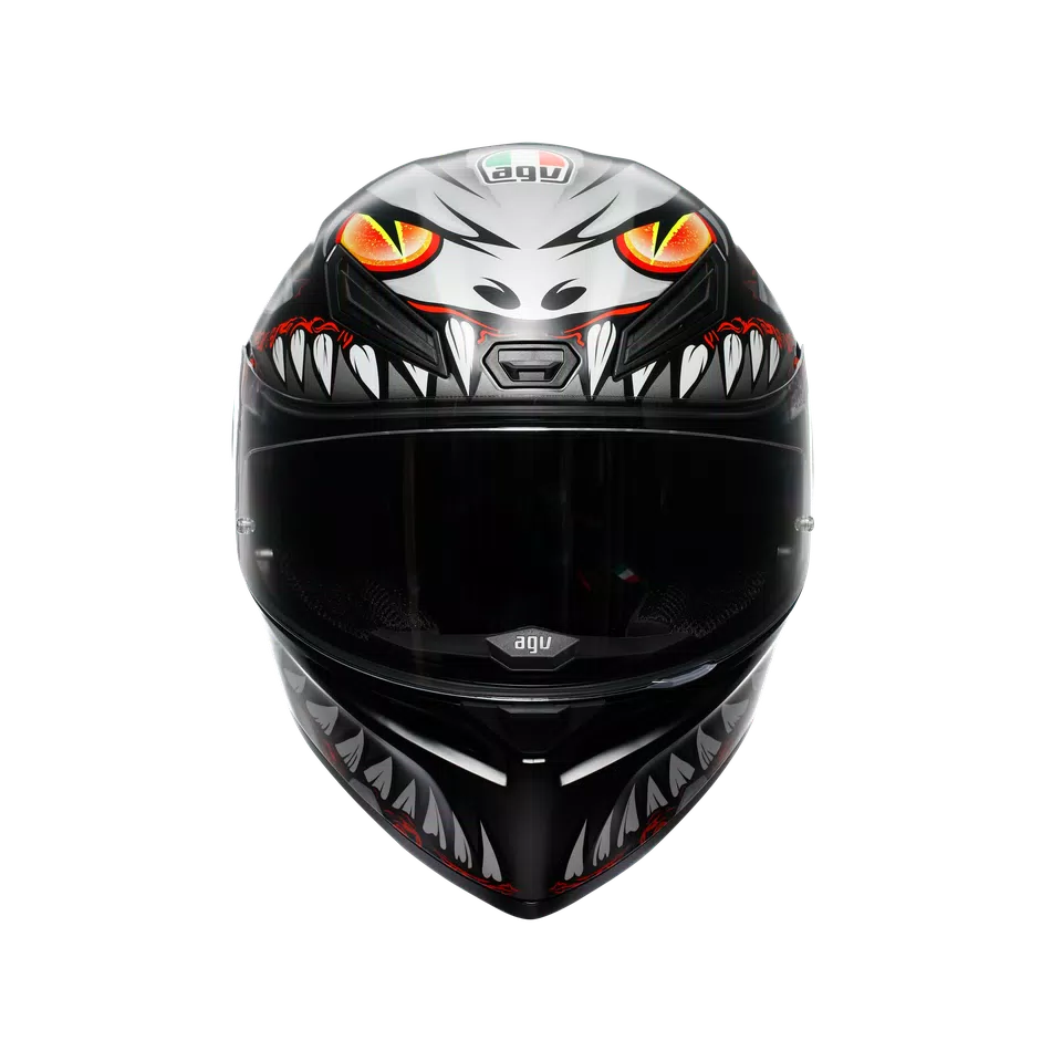K1 S LYZARD MATT BLACK/GREY/RED - MOTORBIKE FULL FACE HELMET E2206 -  - 2