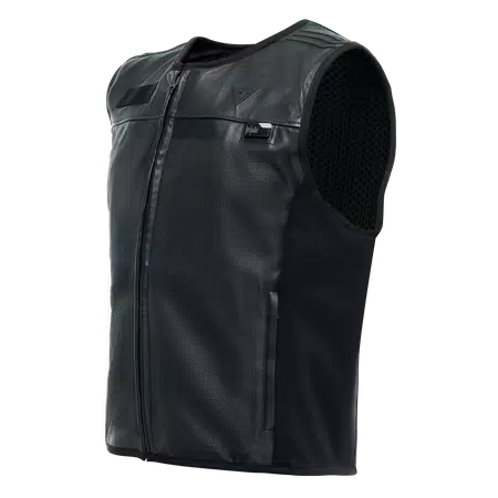SMART JACKET LEATHER - MEN'S MOTORCYCLE LEATHER VEST WITH INTEGRATED AIRBAG - BLACK - 1