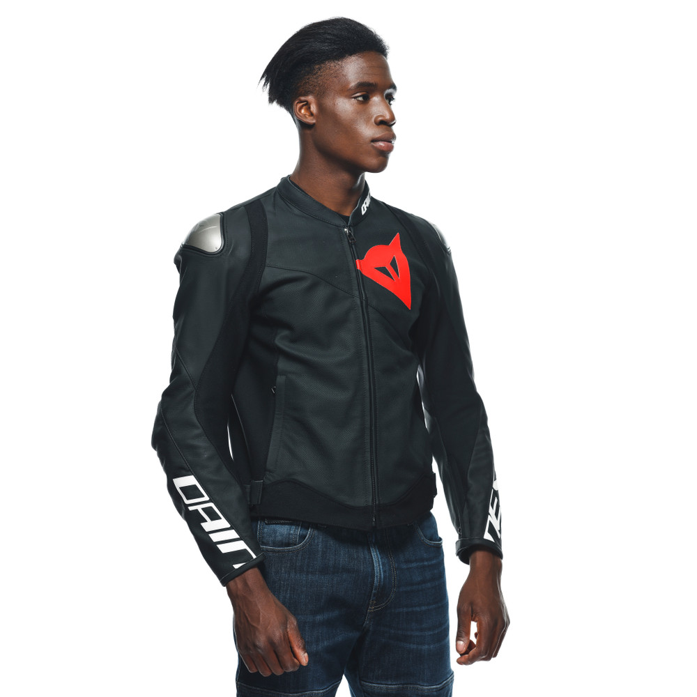 sportiva-giacca-moto-in-pelle-perforata-uomo-black-matt-black-matt-black-matt image number 5