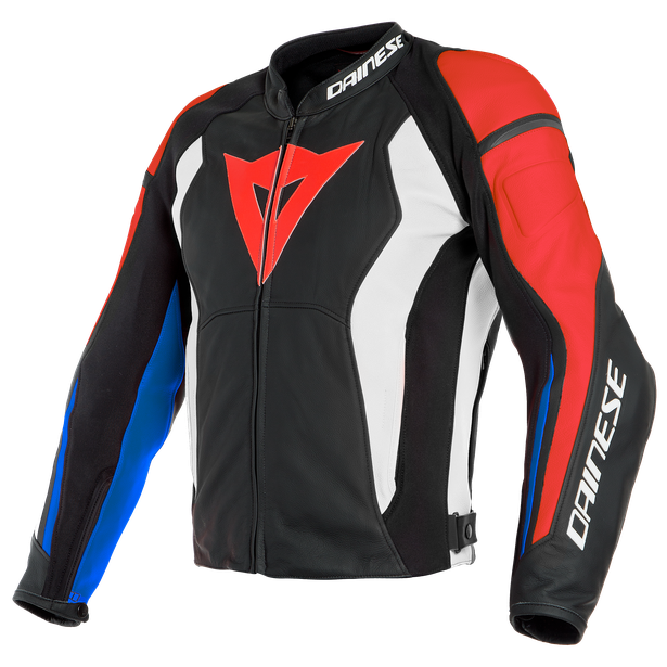 NEXUS LEATHER JACKET BLACK/LAVA-RED/WHITE/BLUE- Giacche