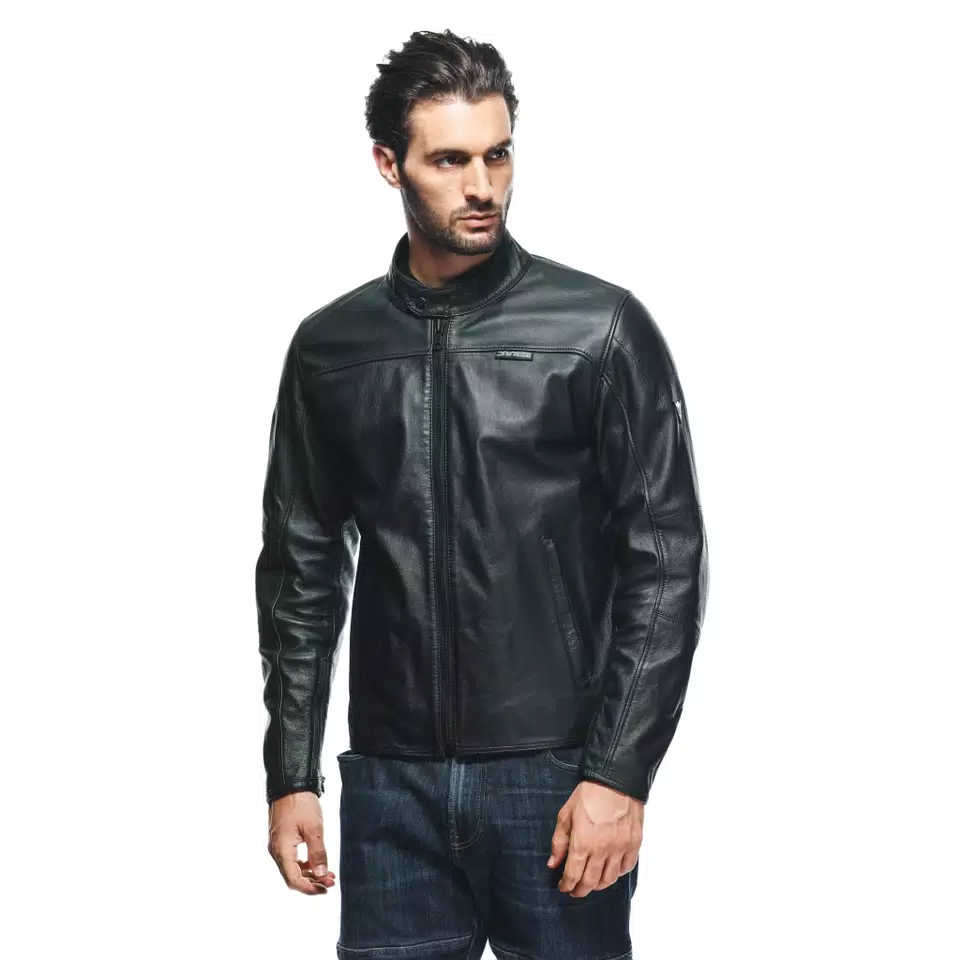 MIKE 3 - GIACCA MOTO IN PELLE UOMO - BLACK - 5