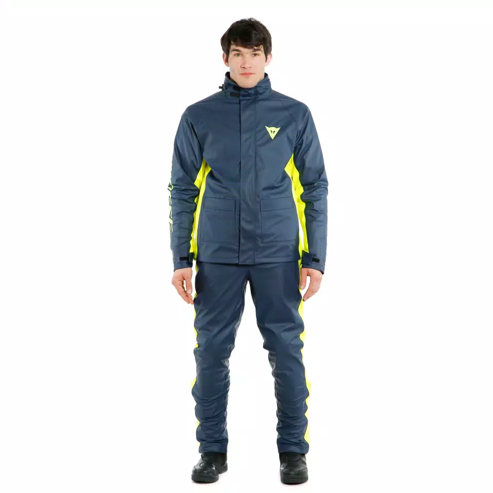 STORM 2 - UNISEX MOTORCYCLE RAIN JACKET - BLACK-IRIS/FLUO-YELLOW - 3
