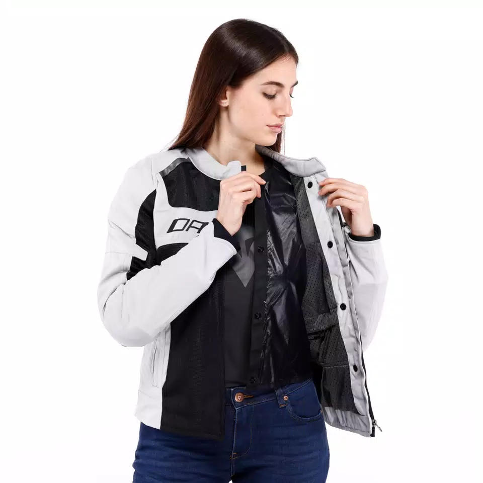AIR FRAME 3 TEX - WOMEN'S SUMMER MOTORCYCLE JACKET IN FABRIC - LIGHT GRAY/LIGHT GRAY/BLACK - 7