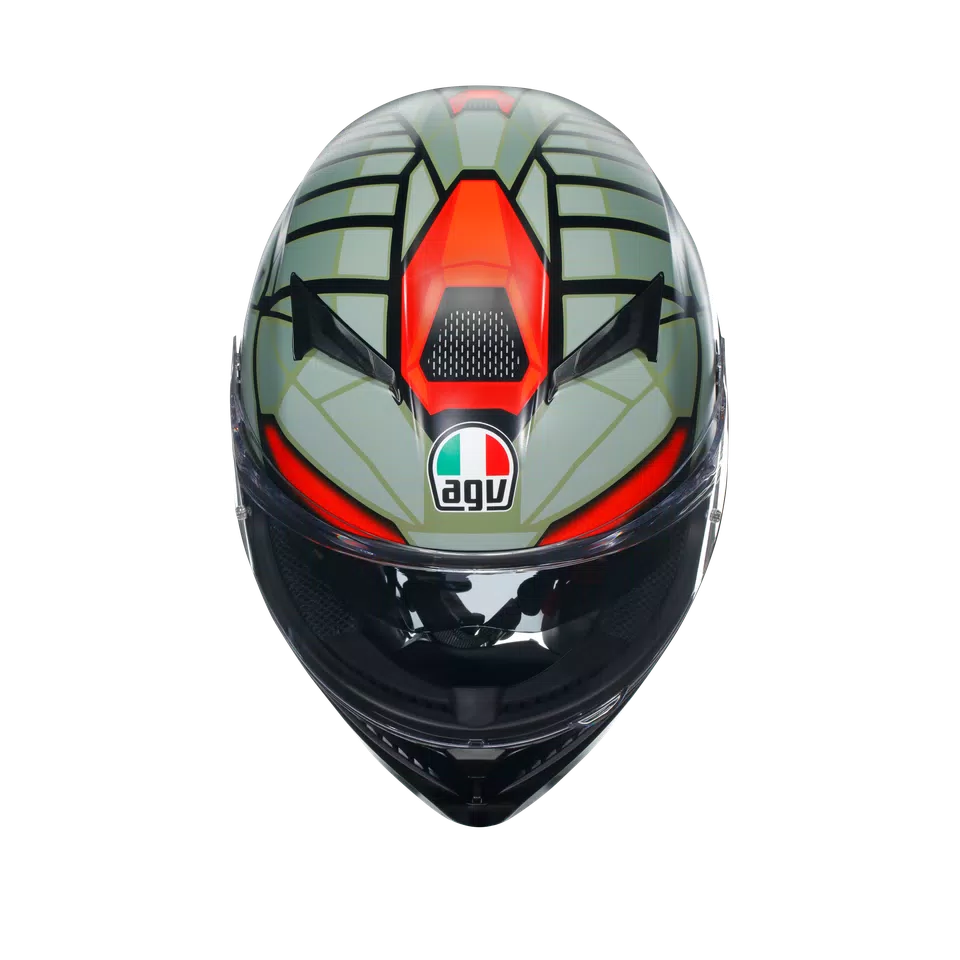 K3 DECEPT MATT BLACK/GREEN/RED - MOTORBIKE FULL FACE HELMET E2206 - 6