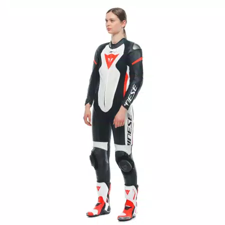 GROBNIK LADY LEATHER 1PC SUIT PERF - BLACK/WHITE/RED-FLUO - 7