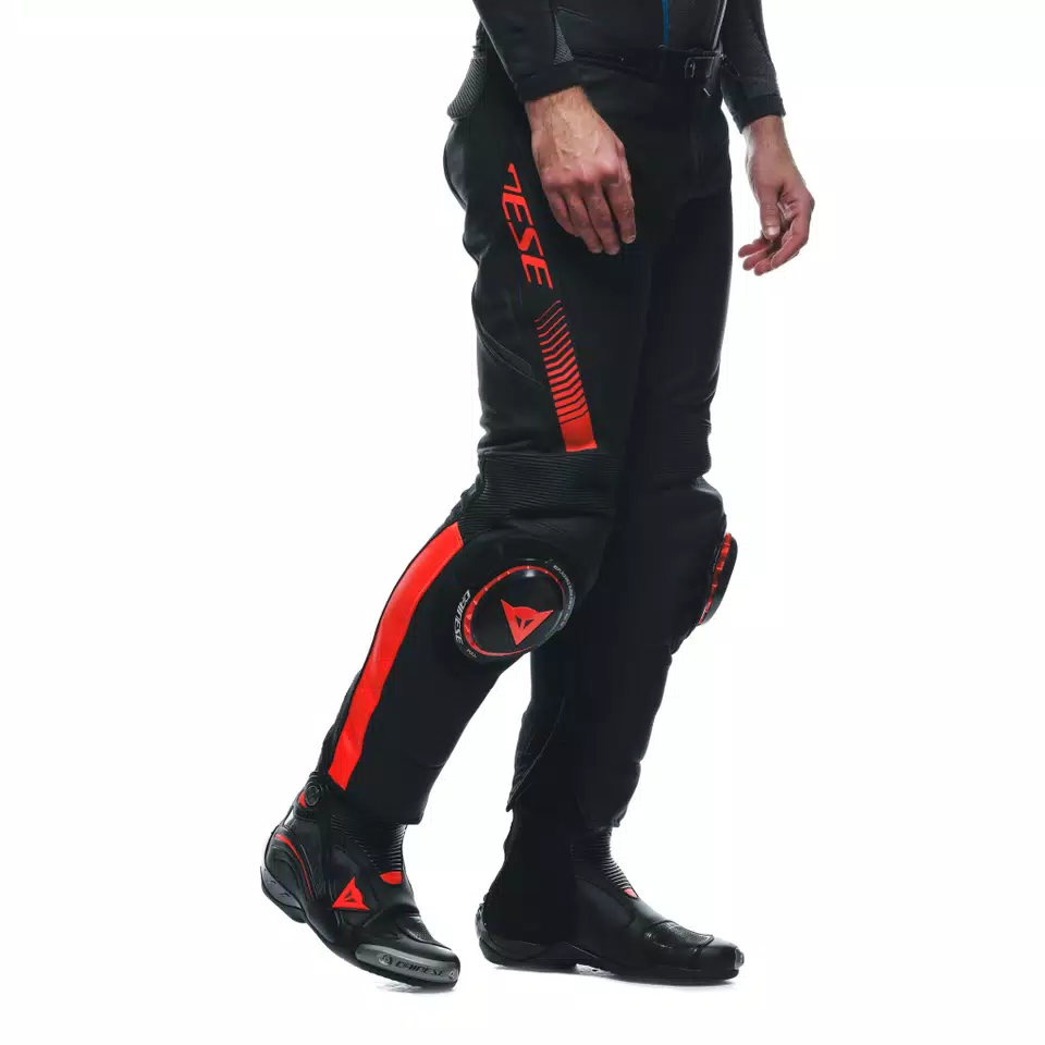 SUPER SPEED - MEN'S MOTORCYCLE LEATHER PANTS - BLACK/RED-FLUO - 12
