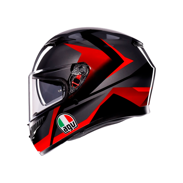 k3-striga-black-grey-red-motorbike-full-face-helmet-e2206 image number 3