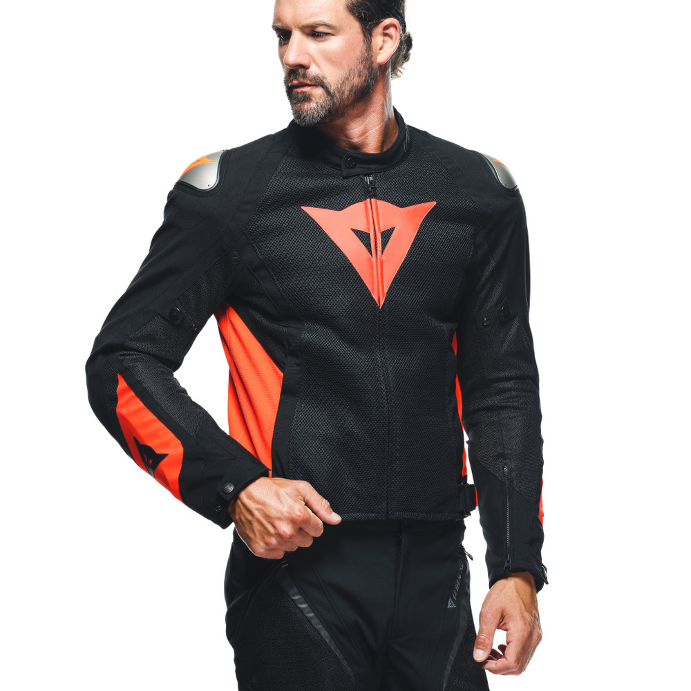 energyca-air-tex-giacca-moto-estiva-in-tessuto-uomo-black-fluo-red image number 5