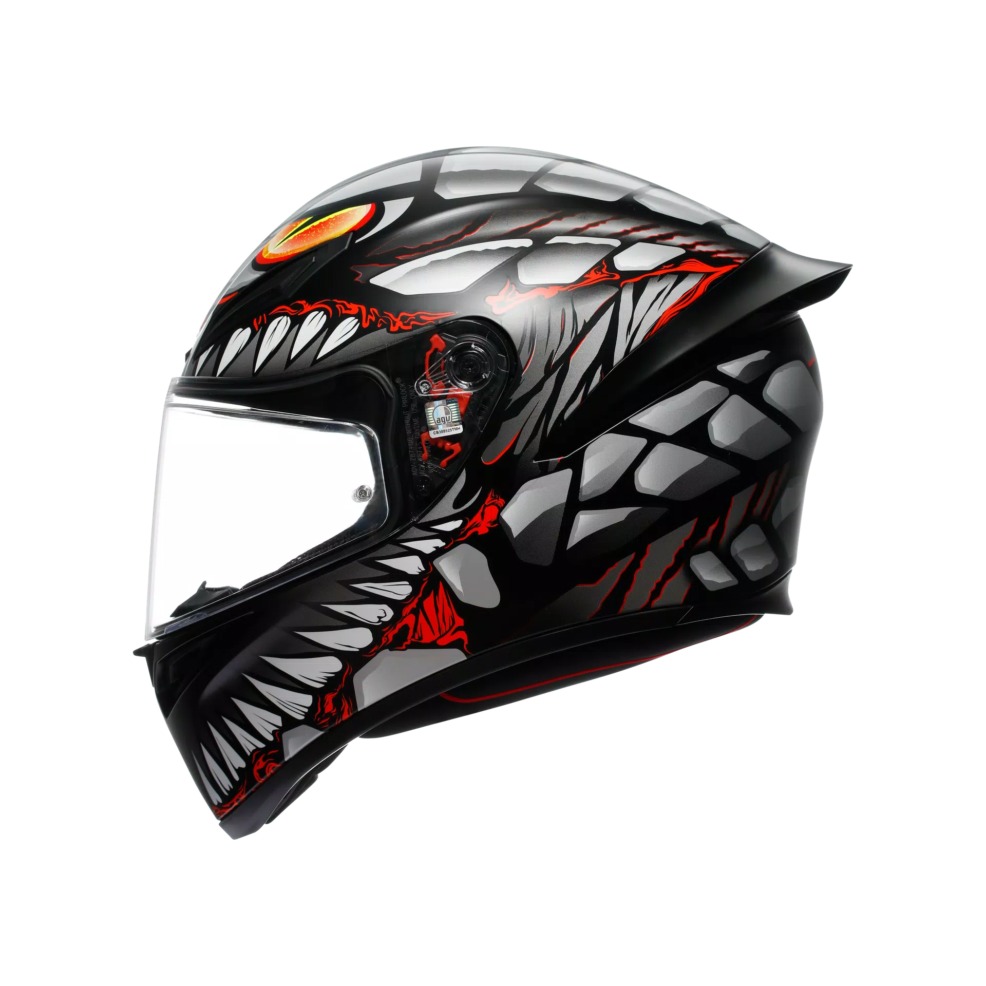 K1 S LYZARD MATT BLACK/GREY/RED - MOTORBIKE FULL FACE HELMET DOT (E2206)
