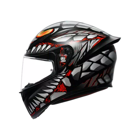 K1 S LYZARD MATT BLACK/GREY/RED - MOTORBIKE FULL FACE HELMET DOT (E2206) -  - 4