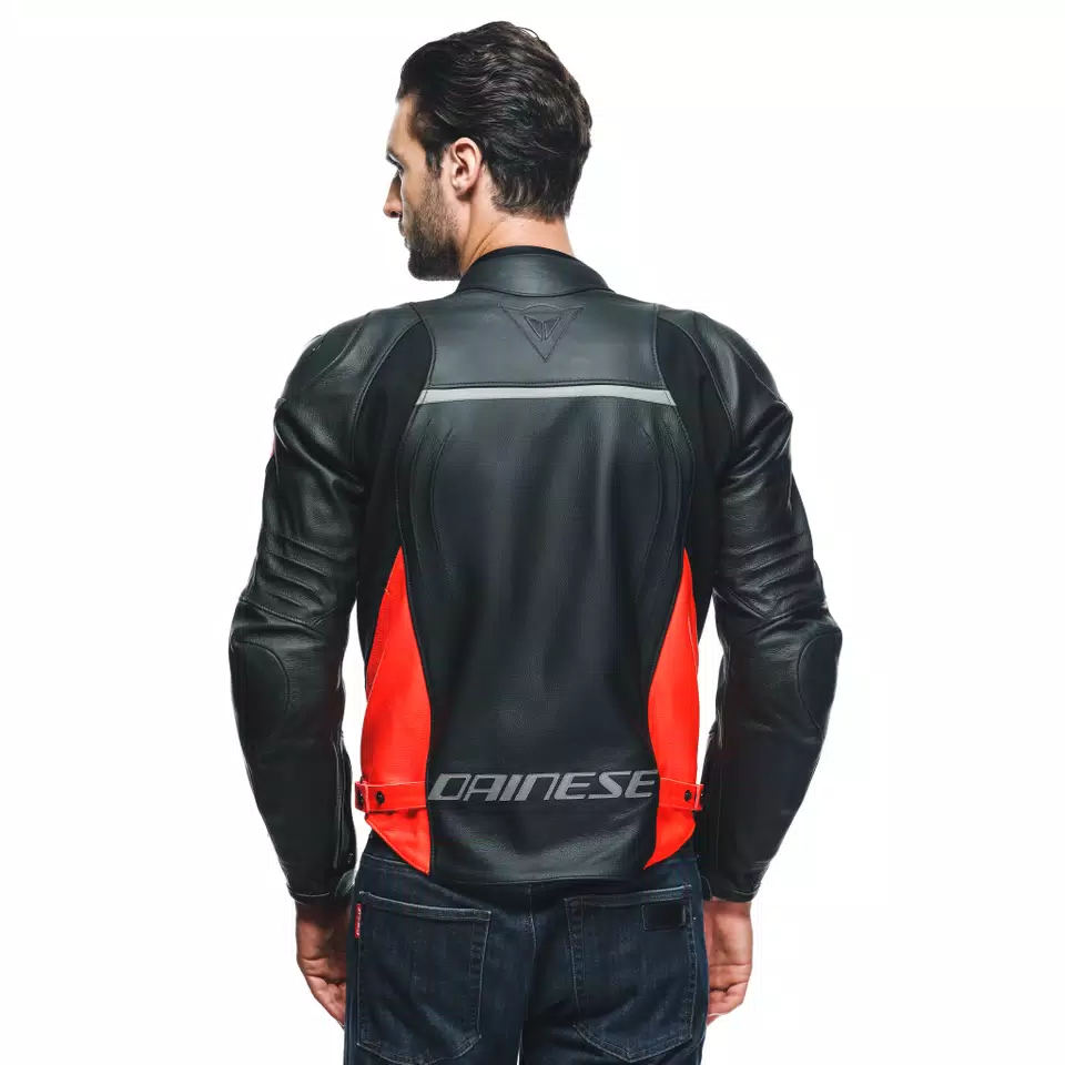 RACING 4 - MEN LEATHER MOTORCYCLE JACKET - BLACK/FLUO-RED - 7
