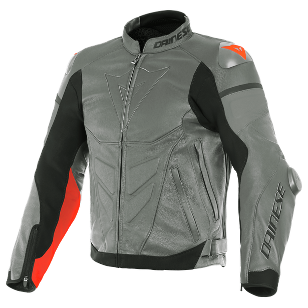 super-race-leather-jacket-charcoal-gray-ch-gray-fluo-red image number 0