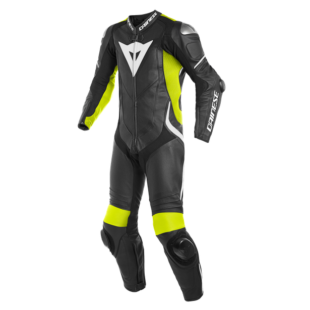 laguna-seca-4-1pc-perf-leather-suit-black-fluo-yellow-white image number 0
