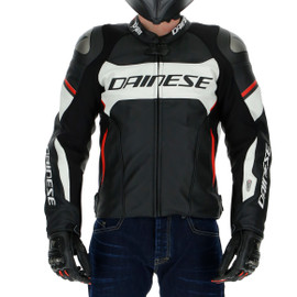 RACING 3 D-AIR® LEATHER JACKET BLACK/WHITE/LAVA-RED- Jacken
