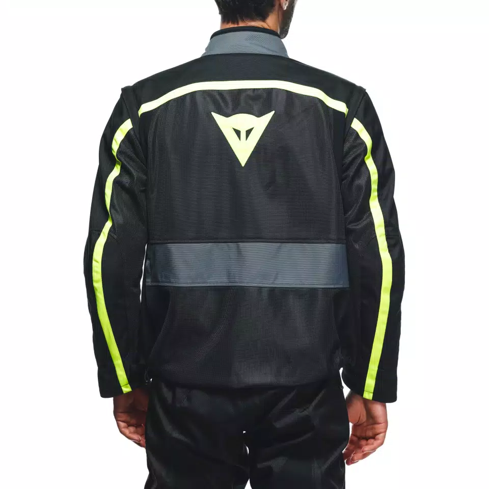 OUTLAW TEX - MEN'S SUMMER MOTORCYCLE JACKET IN FABRIC - BLACK/BLACK/EBONY/FLUO-YELLOW - 6